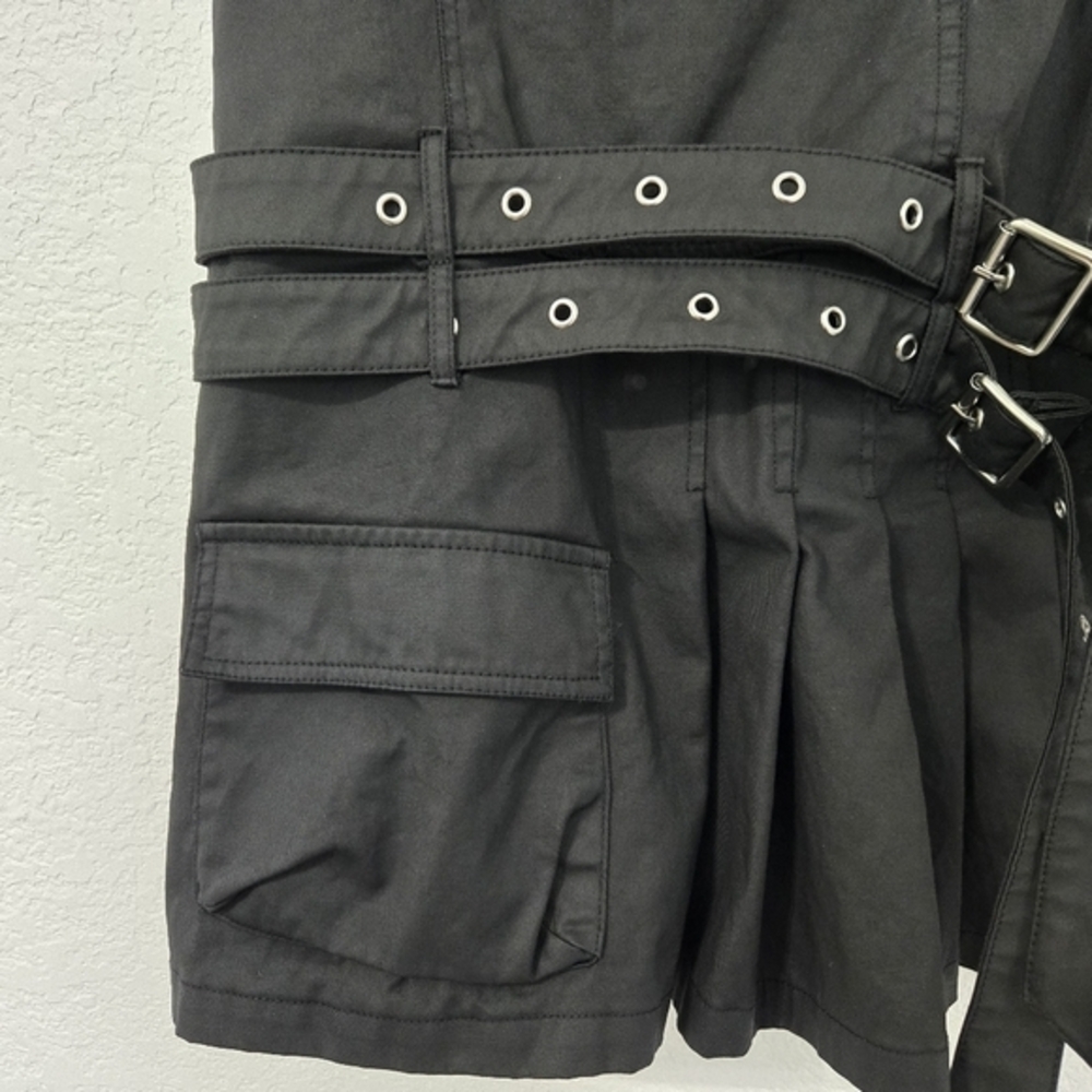 Zara Waxed Box Pleat Dress S Whimsigoth Belted Drop Waist‎ - Picture 2 of 7